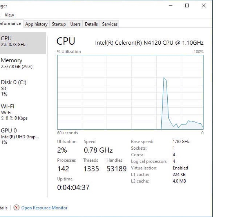 Hp Laptop-14dq | CPU N4120 | RAM 8GB | SSD 60GB+SD 128GB | MÀN 14 INCH | LIKENEW 99%